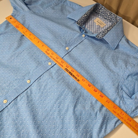 Ted Baker Endurance Shirt Mens 16.5 Blue Button Up Long Sleeve Textured Office - Picture 10 of 13